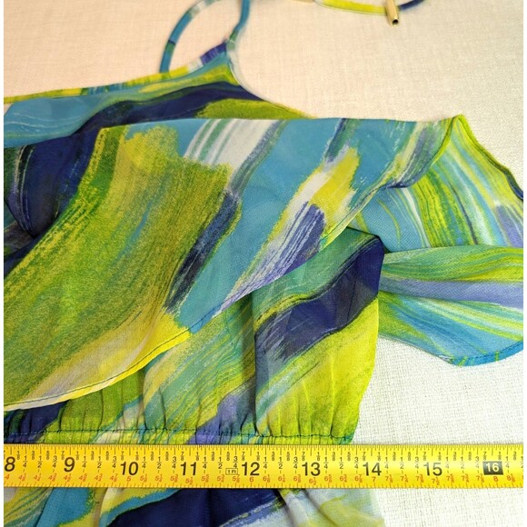 Calvin Klein Maxi Dress Women’s Size 8 Sleeveless Blouson Draped Blue Stripe - Picture 8 of 12